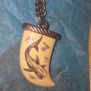 2 for  faux scrimshaw pendant necklace